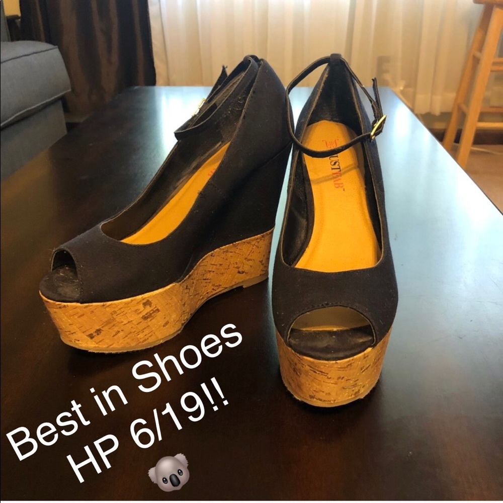 🏆HP🏆 JustFab Navy Wedges with Ankle Strap